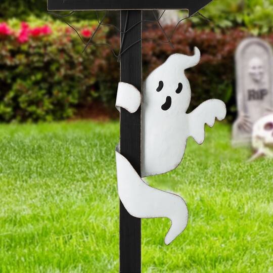 Glitzhome® 42" Lighted Halloween Haunted House Yard Stake with Timer